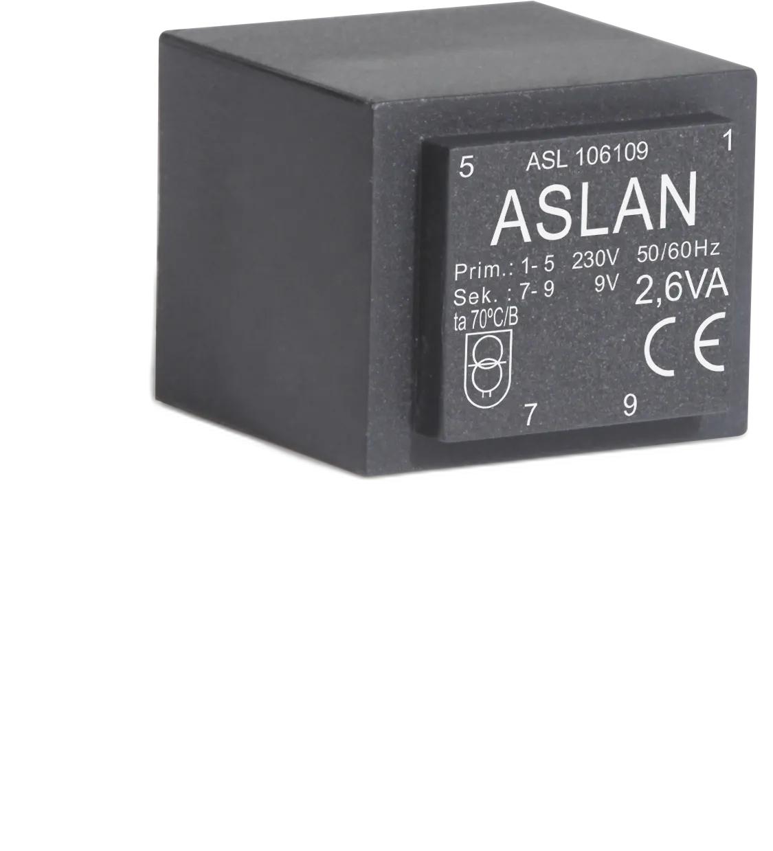 Photograph of an Aslan 2.6VA-EI30-24 EI30 transformer