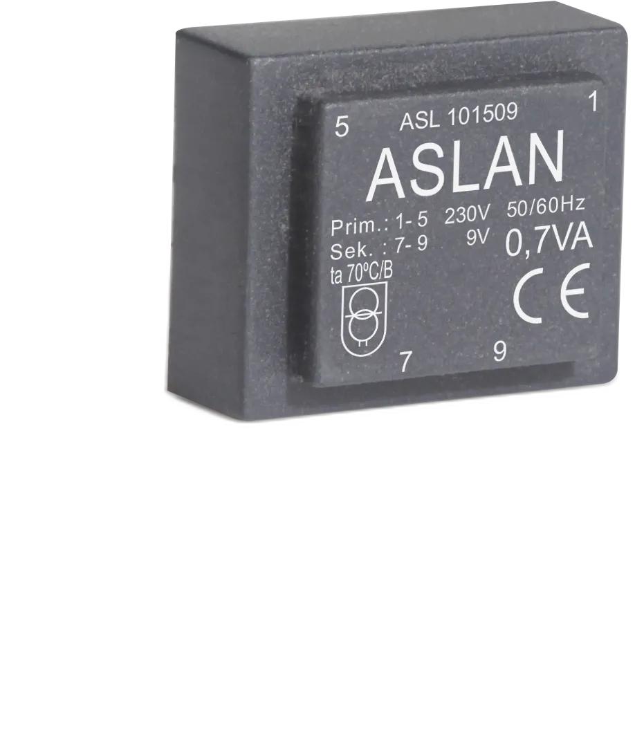 Photograph of an Aslan 0.7VA-EI30-5.5 EI30 transformer
