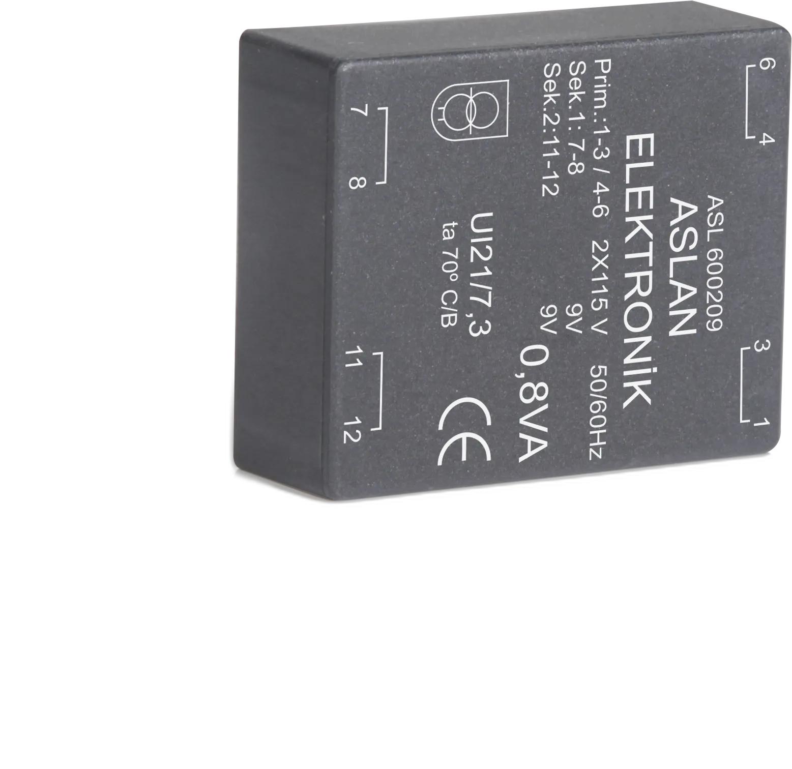 Photograph of an Aslan 0.8VA-UI21-7.3 UI21 transformer