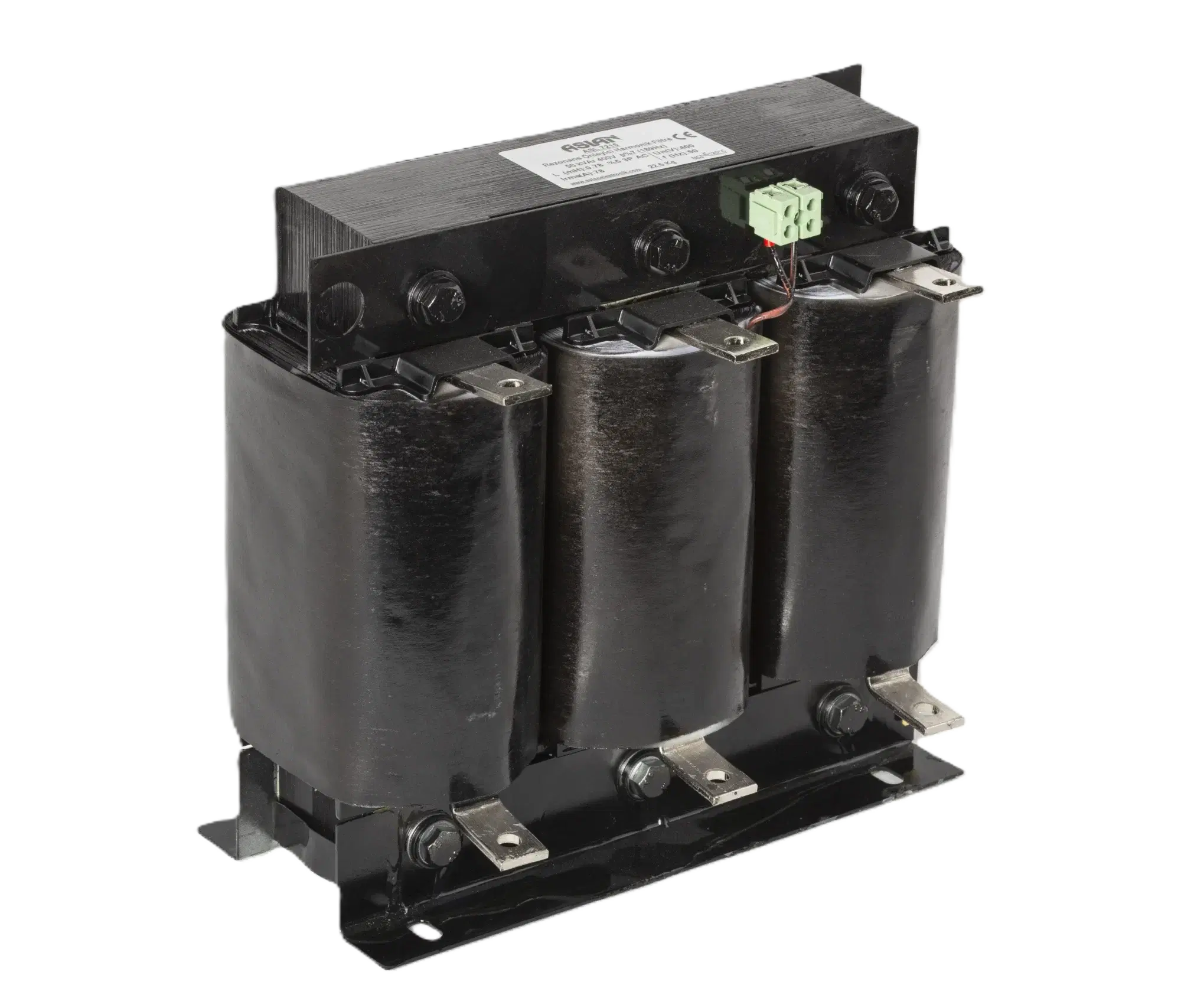 A three-phase Aslan anti-resonant harmonic filter reactor rated 50 kVAR at 400 V