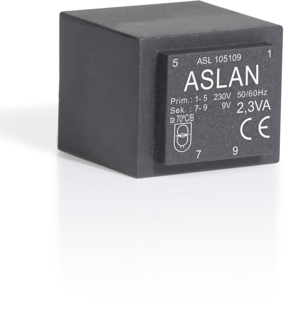 Photograph of an Aslan 2.3VA-EI30-18 EI30 transformer