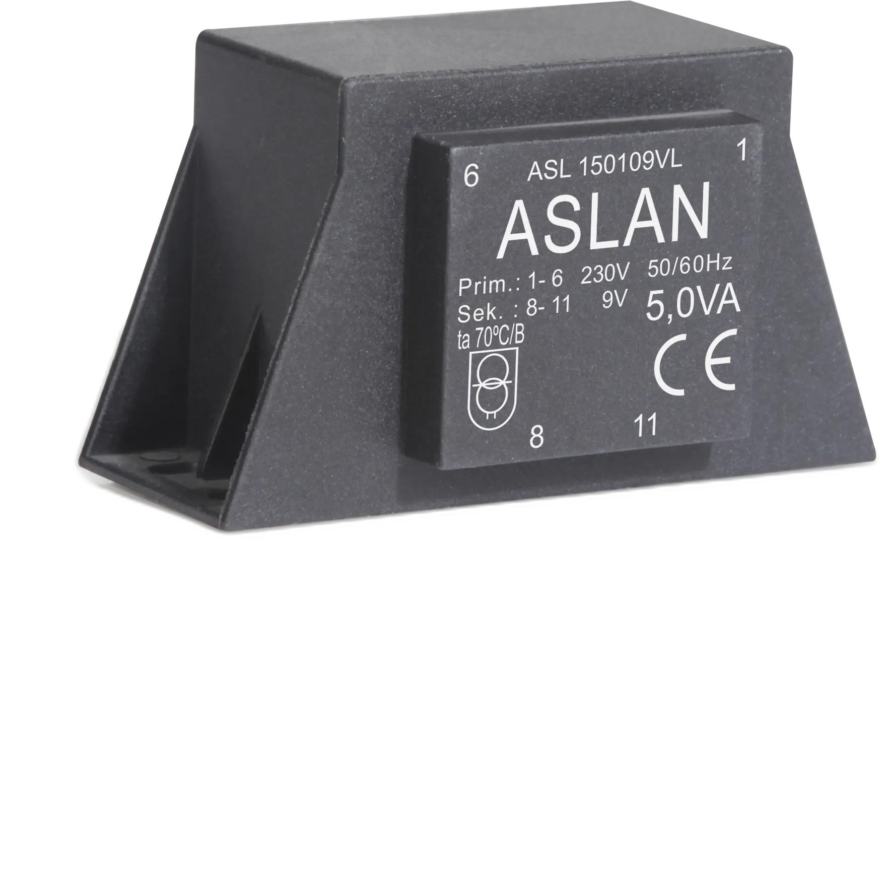 Photograph of an Aslan 5VA-EI42-14.8-VL EI42 transformer