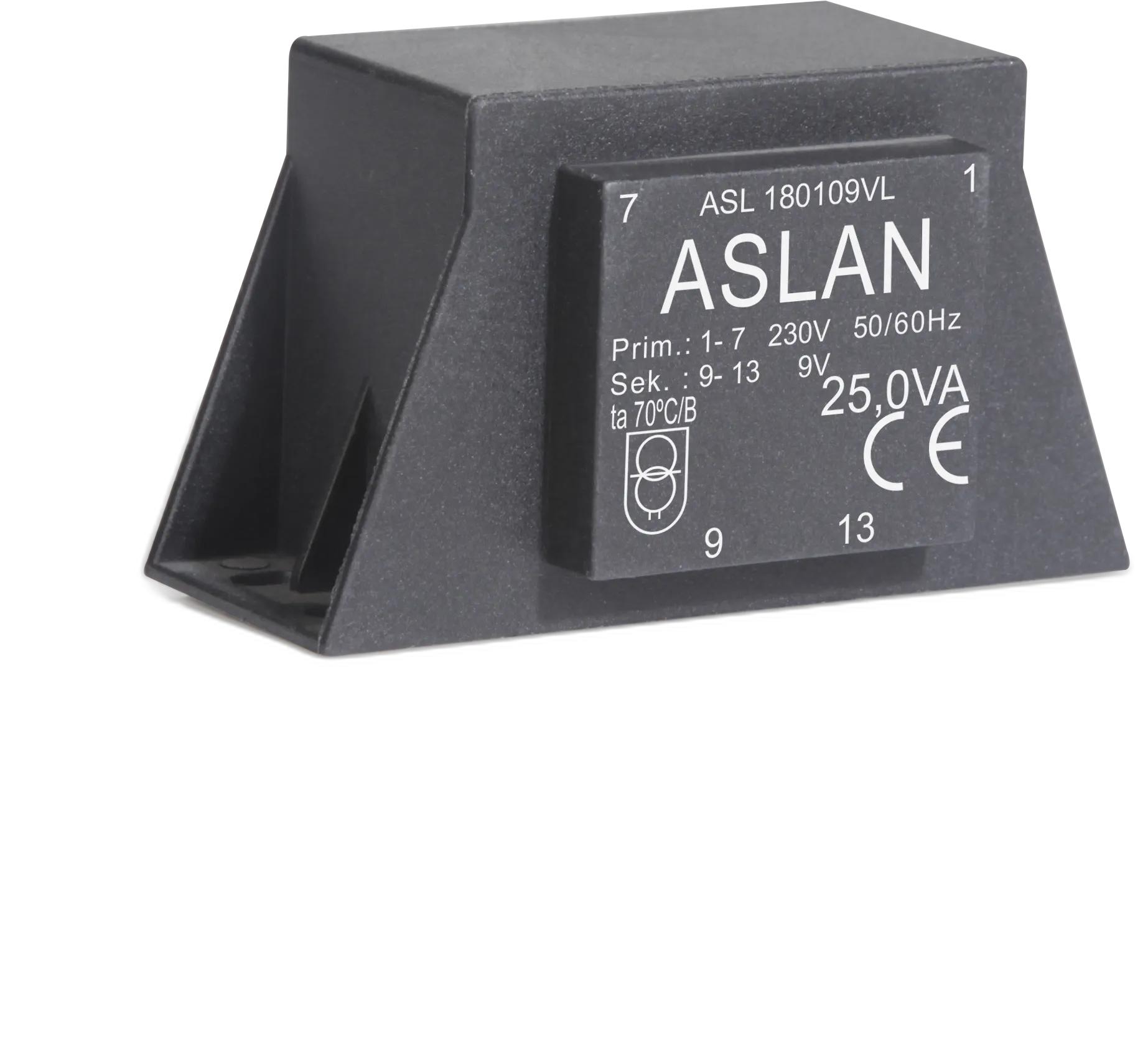 Photograph of an Aslan 25VA-EI60-21-VL EI60 transformer