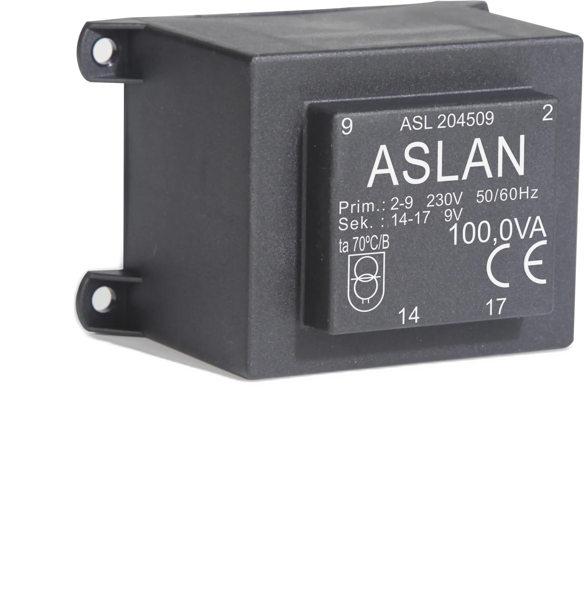 Photograph of an Aslan 100VA-EI84-43.5-KK EI84 transformer