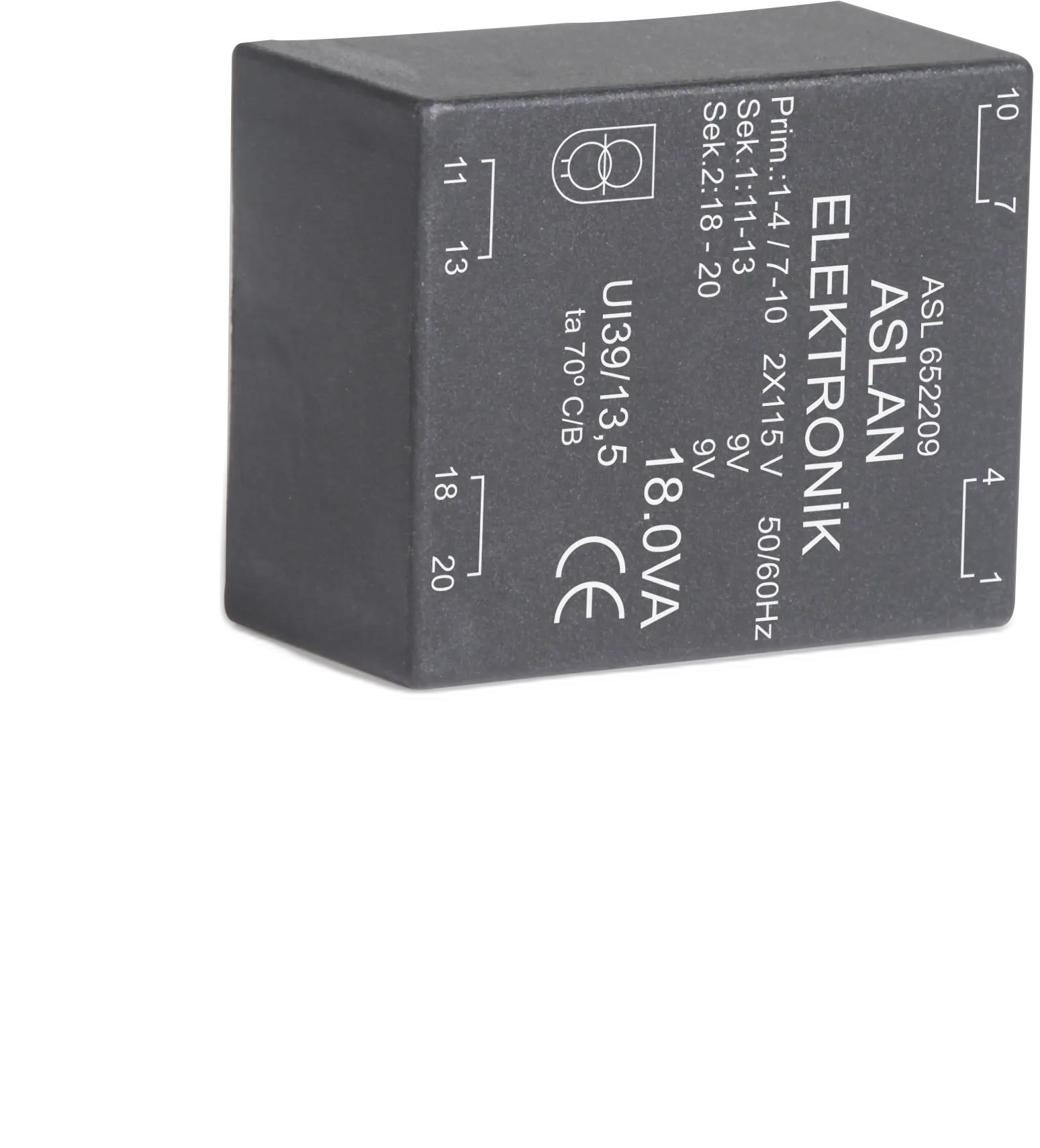 An Aslan 18 VA UI39 low-profile transformer