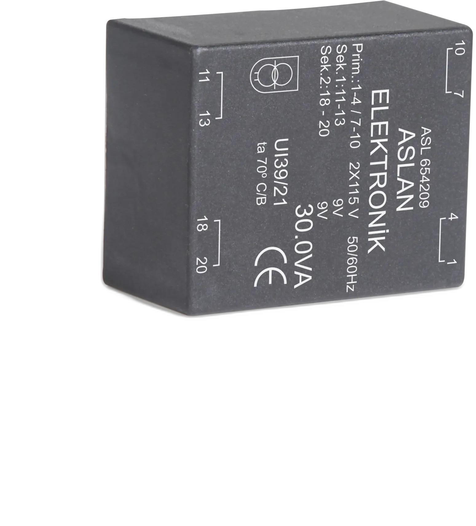 Photograph of an Aslan 30VA-UI39-21 UI39 transformer
