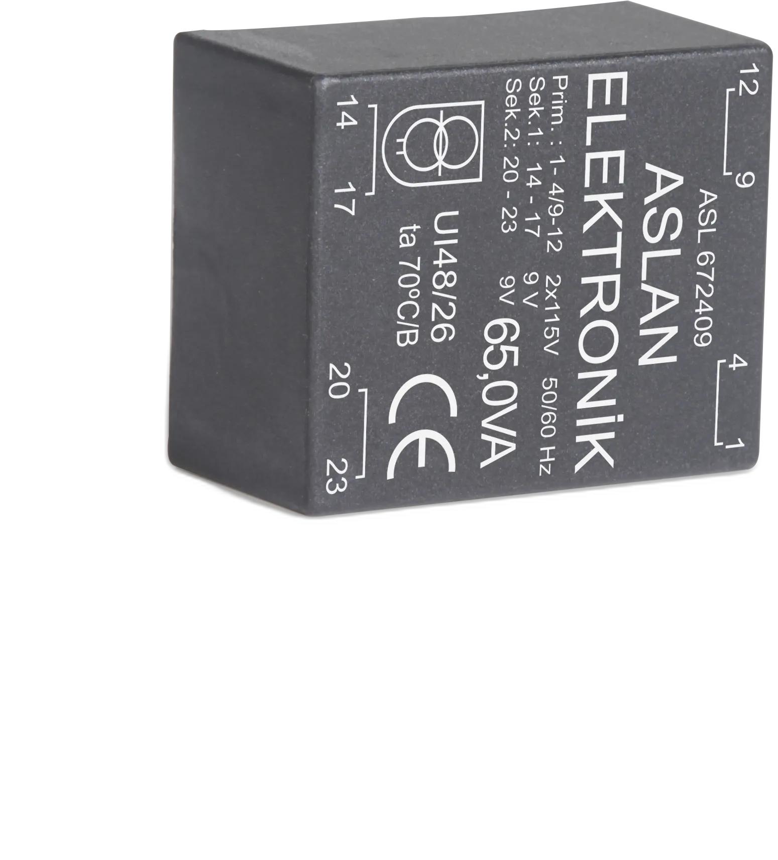 Photograph of an Aslan 65VA-UI48-26 UI48 transformer